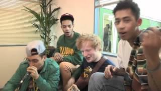 Ed Sheeran and Rizzle Kicks beatbox You Need Me backstage at R1 Hackney Weekend with Killa Kela
