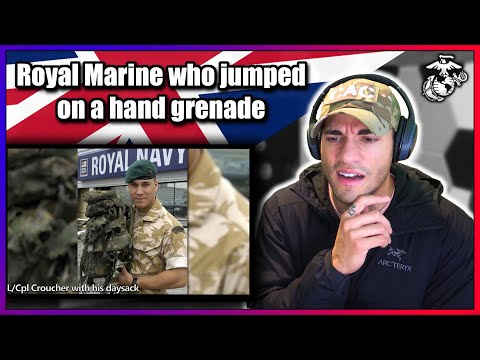 US Marine reacts to Royal Marine who jumped onto a grenade