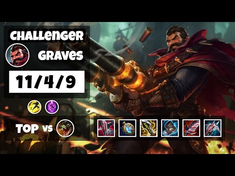 Graves vs Renekton KOREAN Challenger TOP (11/4/9) - v11.16
