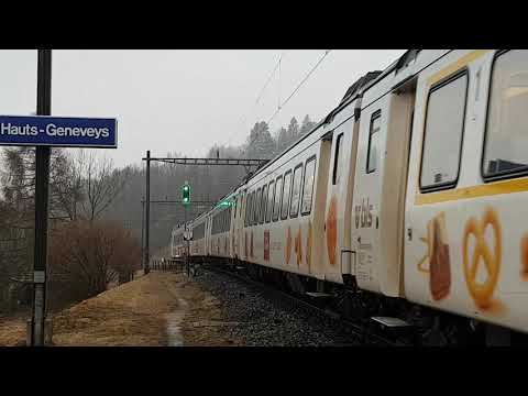 BLS Kambly Zug im Les Hauts-Geneveys HISTORIQUE ET SPECTACULAIRE ! AMAZING SWISS CHOCOLATE TRAIN !!