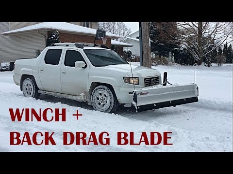 Honda Ridgeline Snow Plowing with Snowsport HD Utility Plow - Winch & Back Drag Blade installed