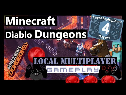 Local Multiplayer - Minecraft Dungeons (Xbox One) 4 Player Local Co Op Review - Gameplay