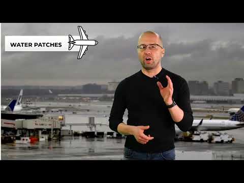 Aviation English. ICAO: Photograph description examination stage: Water patches