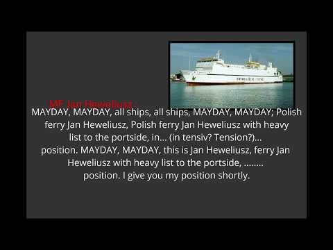 M/F Jan Heweliusz MAYDAY call with subtitles and translation recording.