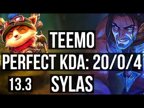TEEMO vs SYLAS (JNG) | 20/0/4, Legendary, 1100+ games, 1.2M mastery | EUW Master | 13.3