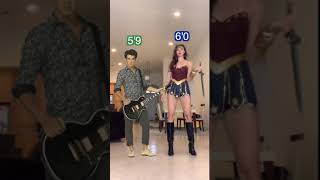 Comparing Height with the Jonas Brothers (in feet) #jonasbrothers #height #wonderwoman