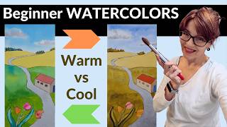Mix EVERY Color from just 3! (Simple Watercolor Landscape Cool vs Warm)