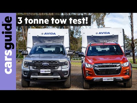 TOWING TEST! Ford Ranger Wildtrak V6 vs Isuzu D-Max X-Terrain - 2.8t caravan tow review