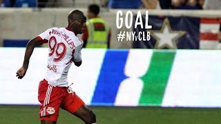 GOAL: Bradley Wright-Phillips latches on to a Thierry Henry cross to make it 1-0
