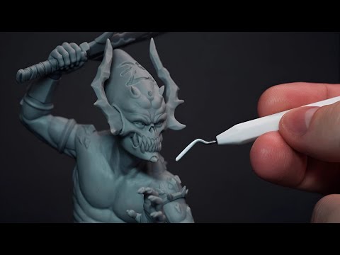 Sculpting WARHAMMER DEMON miniature. How to sculpt a polymer clay miniature. TUTORIAL