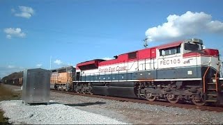 preview picture of video 'CSX And Florida East Coast Railroad Pull Rock Train Together'