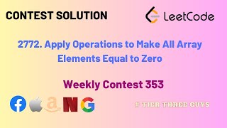 YouTube video '2772. Apply Operations to Make All Array Elements Equal to Zero| Leetcode| Weekly Contest 353| Hindi'