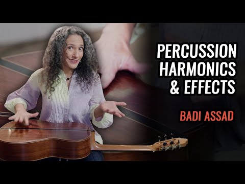 How does Badi Assad play guitar, percussion, harmonics, and sing at the same time?