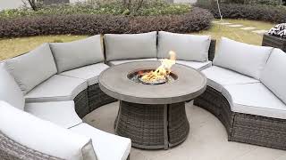 🔥 Transform Your Outdoor Space with the Fire Pit Sofa Set! 🌞