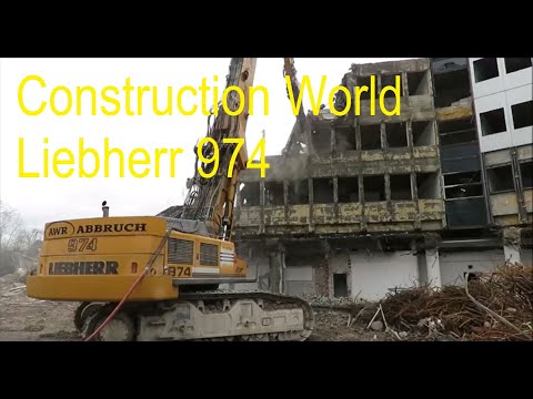 huge excavator Liebherr 974 demolition site