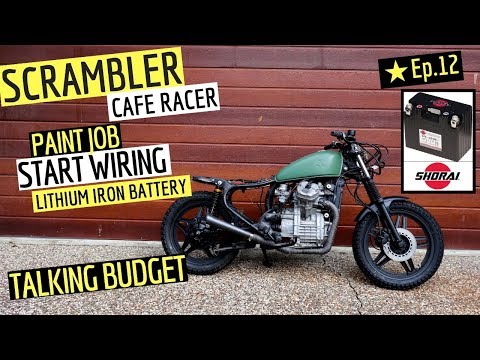 Scrambler Fuel Tank Paint & Lithium Battery Wiring, Ep 12 - Cafe Racer Builds Video
