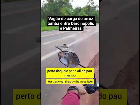 Vagão carregado de arroz tomba e derrama carga próximo a Palmeiras do Tocantins