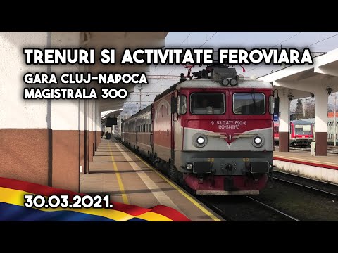 [4K] Trenuri și activitate feroviară în gara Cluj Napoca [30.03.2021]
