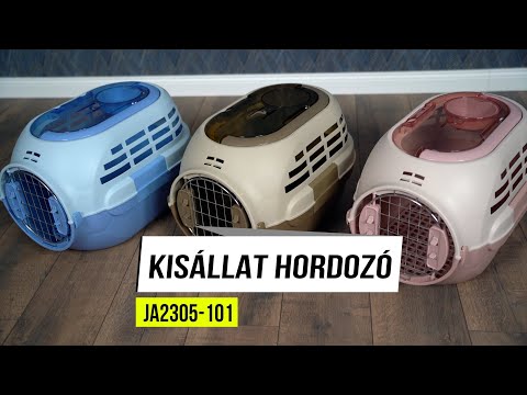 Macskahordozó, macska szállító, kisállat hordozó, szállítóbox kék (JA2305-101) - Videó