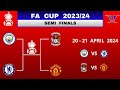FA CUP FIXTURES Today | FA Cup Semi Final | Man City vs Chelsea | Coventry vs Man united