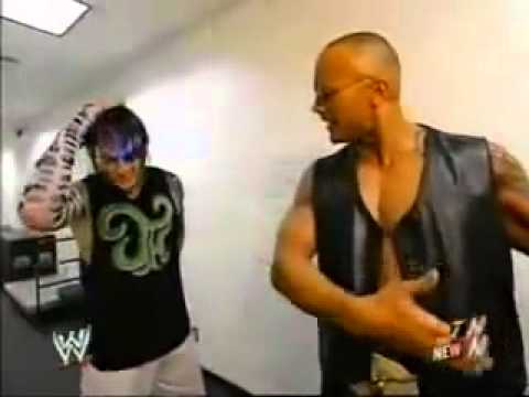 Jeff Hardy Backstage With The Rock And Trish  Funny