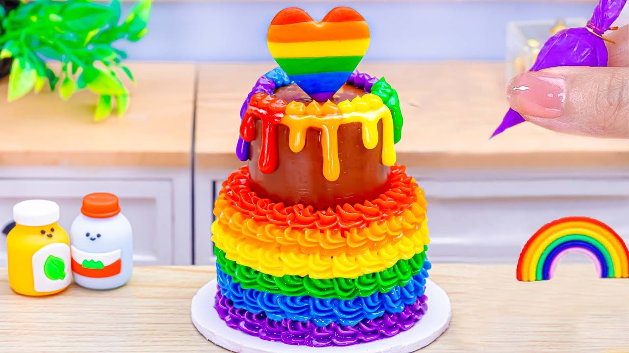 Mini Rainbow Cake Recipe With Chocolate🌈Sweet Rainbow Chocolate Cake🍫HT Mini Cakes