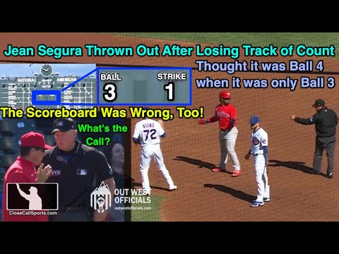 Jean Segura Thrown Out After Losing the Count, Thought Ball 3 Was Ball 4 - Scoreboard Wrong, Too