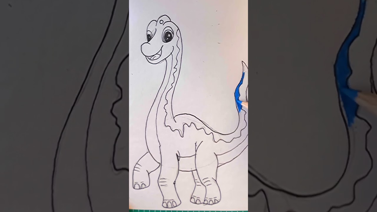 Cute Brachiosaurus dinosaur #colourpencildrawing #cute #dinosaur #brachiosaurus #art