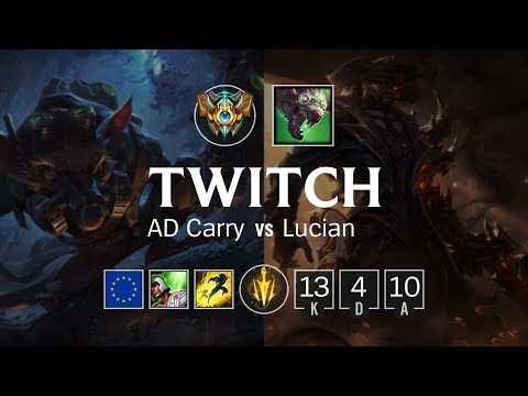 Twitch ADC vs Lucian - EUW Challenger Patch 8.19