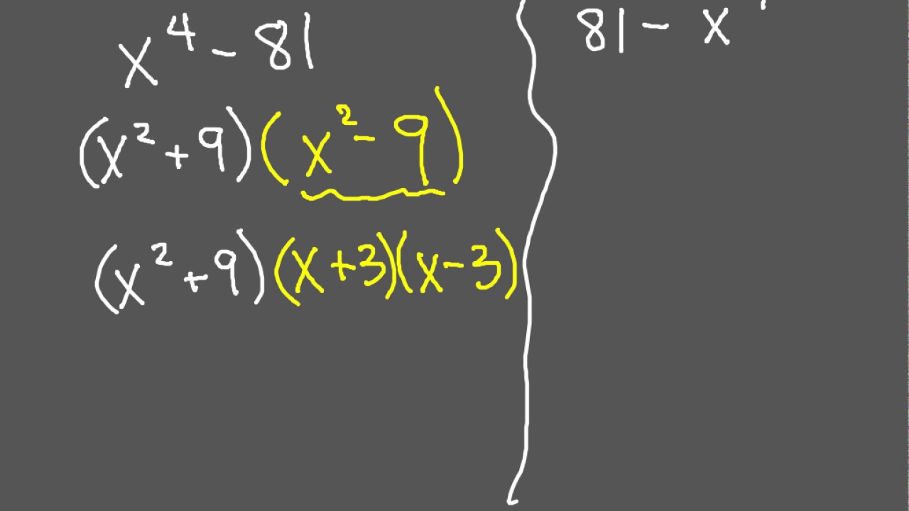 Watch video Factoring Difference of Squares Degree 4 Part 2 Now Factoring Difference of Squares Degree 4 Part 2