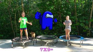 5 Minutes, 1 & 9 Times Tables,  Easy Way to Learn Maths on a Trampoline With Among Us Characters