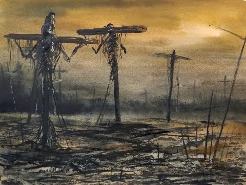 321) Live Watercolor Painting Demo: Homage To The Polish Painter Beksinksi