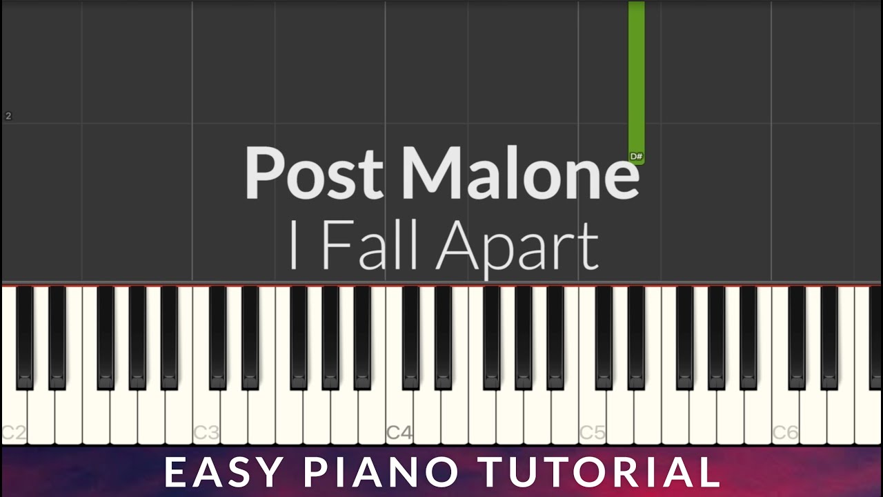Post Malone - I Fall Apart EASY Piano Tutorial + Lyrics