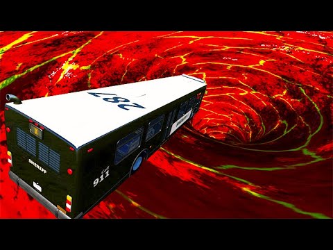 Beamng Drive - Car Falls Into Molten Volcano Vortex | BeamNG-Destruction