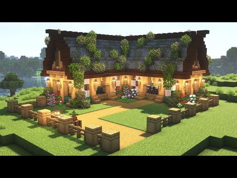 {Minecraft} 🌿 How To Build A Cottagecore Fantasy Animal Barn 🐮🐑 {Tutorial}