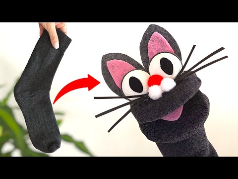 How To Make a Cat Puppet from a Sock 🐱 Easy Craft Idea