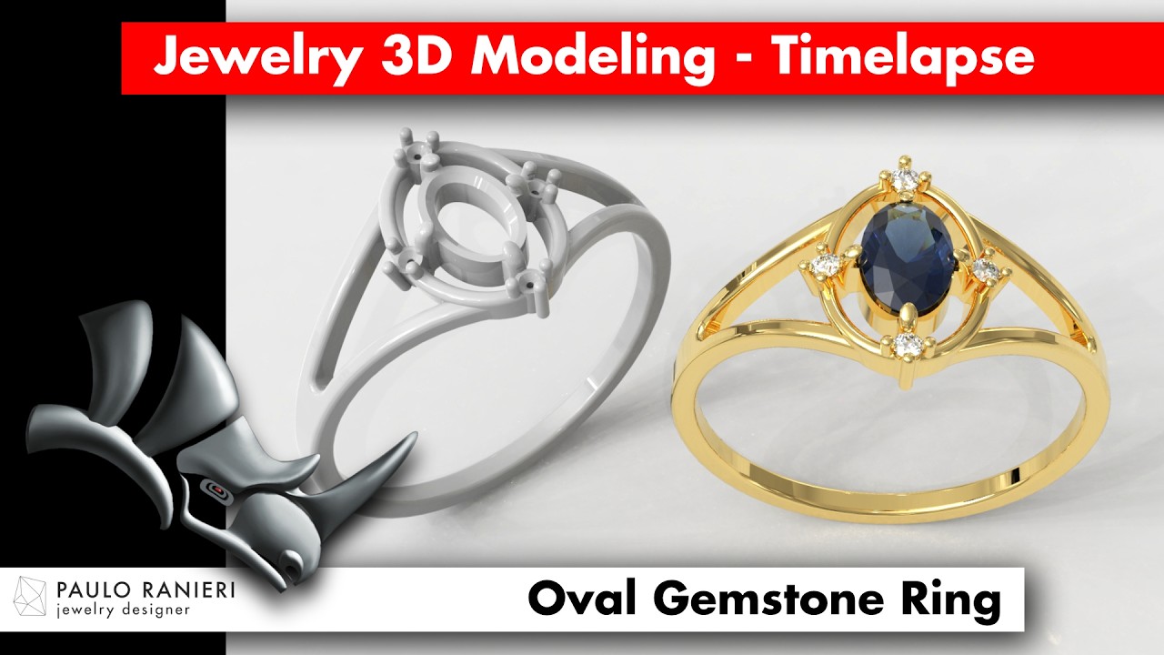 Oval Gemstone Ring 3D Print Model