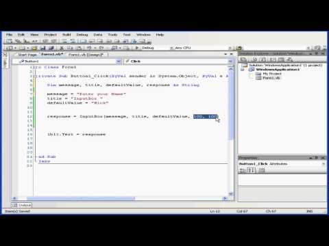 Visual Basic Video Tutorial Volume 1 Lesson 22 Inputbox Function