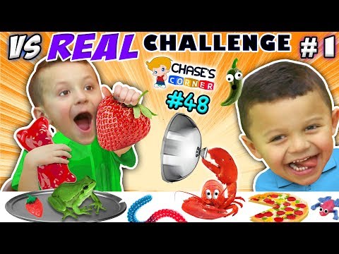 GUMMY vs. REAL FOOD CHALLENGE! LIVE Animals FUN (Chase's Corner #48 DOH MUCH FUN)