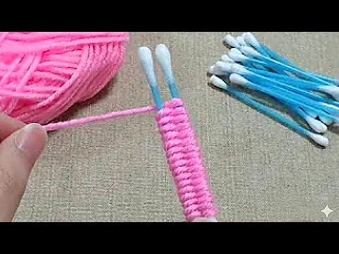 Amazing Woolen Flower Craft Ideas with Cotton buds - Easy Rose Making - Hand Embroidery Design Trick