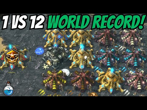 1 Protoss Pro Gamer vs 12 Cheater (INSANE) A.I. | StarCraft 2 World Record