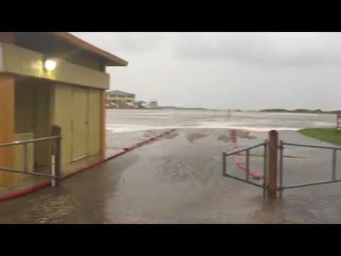 Flooded beach park lot