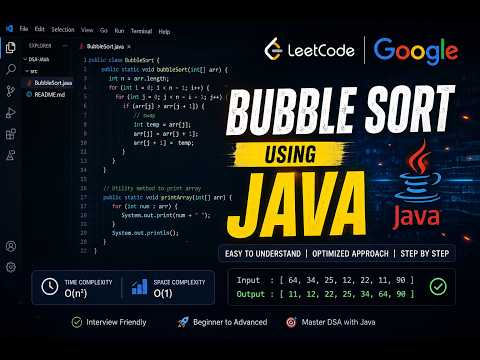 Bubble Sort Algorithm In Java Logic Code Dry Run Time Complexity Dsa