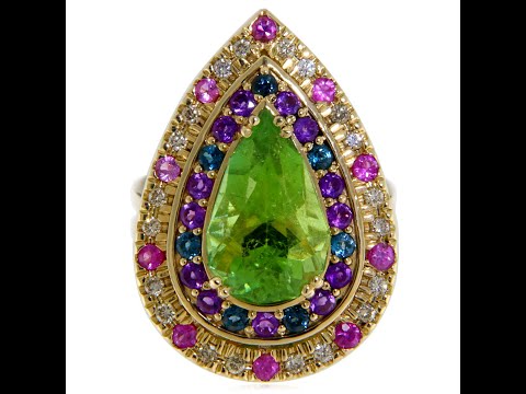 Inel Aur Galben 14k Turmalina Diamante Safire Roz Topaz London Blue Ametist Naturale - Unic si Spectaculos