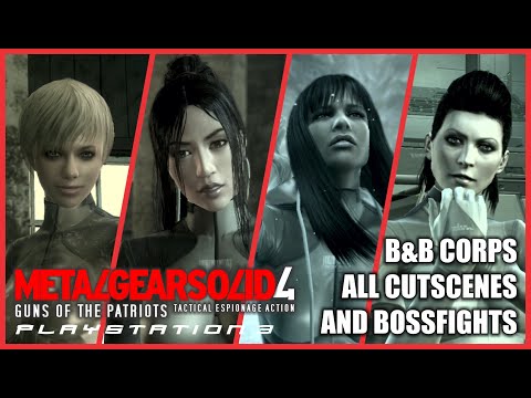 METAL GEAR SOLID 4 - B&B Corps All Cutscenes, Bossfights & Photo Shootings [4K PS3 UPSCALED]