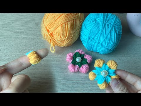 Woolen Flower Craft Idea using Finger - Easy Woolen Flower Making - Wool craft