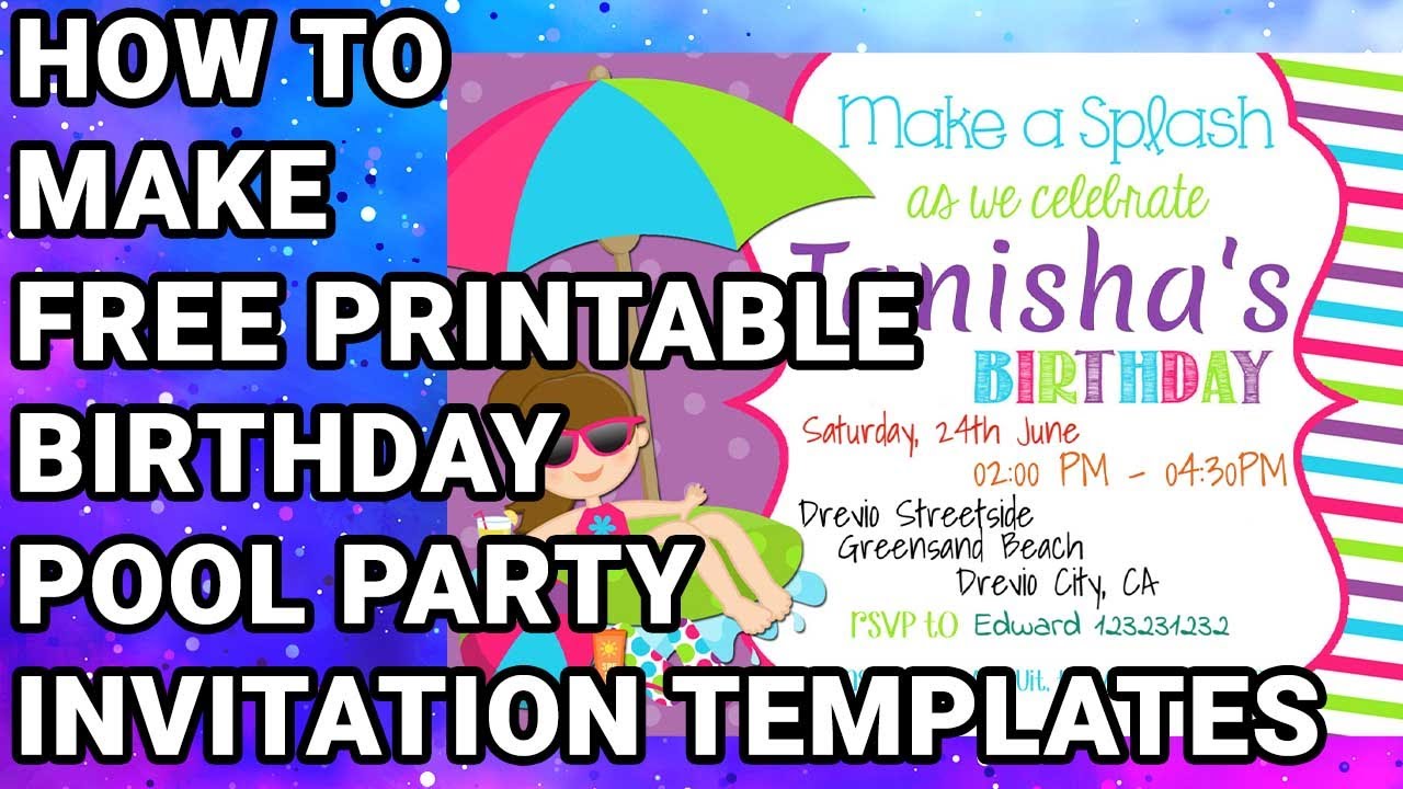 How To Make Free Printable Birthday Pool Party Invitations Templates