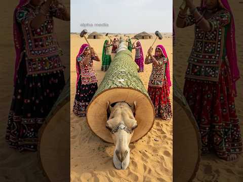 Rescue Desert Camel Family From Giant Tree Log! #humanity #camel #pets #animals #rescue