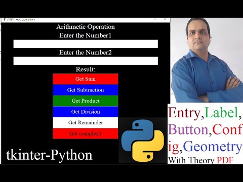 Python Tkinter User Defined Input Using Entry Label And Button Justifying In Arithmetic Operation