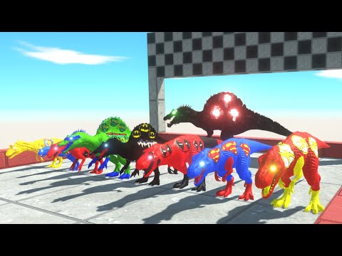 SUPER SPEED RACE SUPERHERO DINOSAURS DEFEAT VENOM - Animal Revolt Battle Simulator